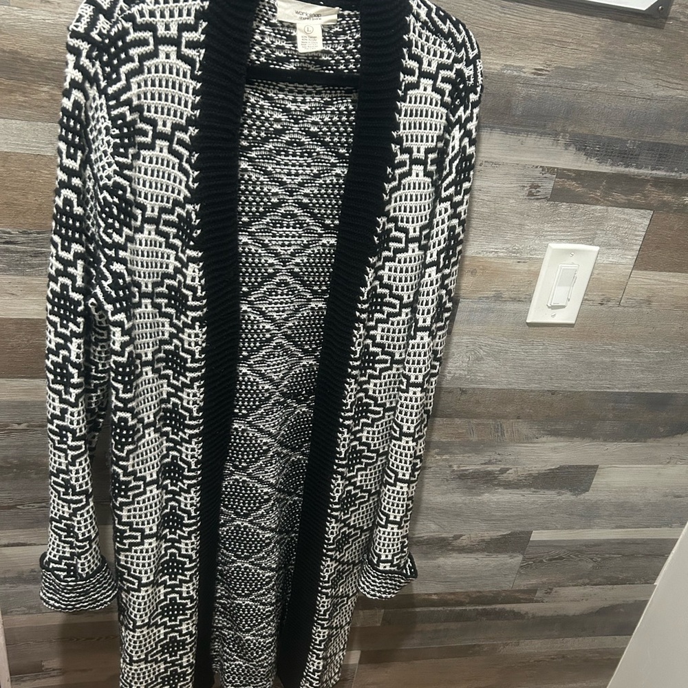 Andrea Jovine Black and White Geometric Cardigan